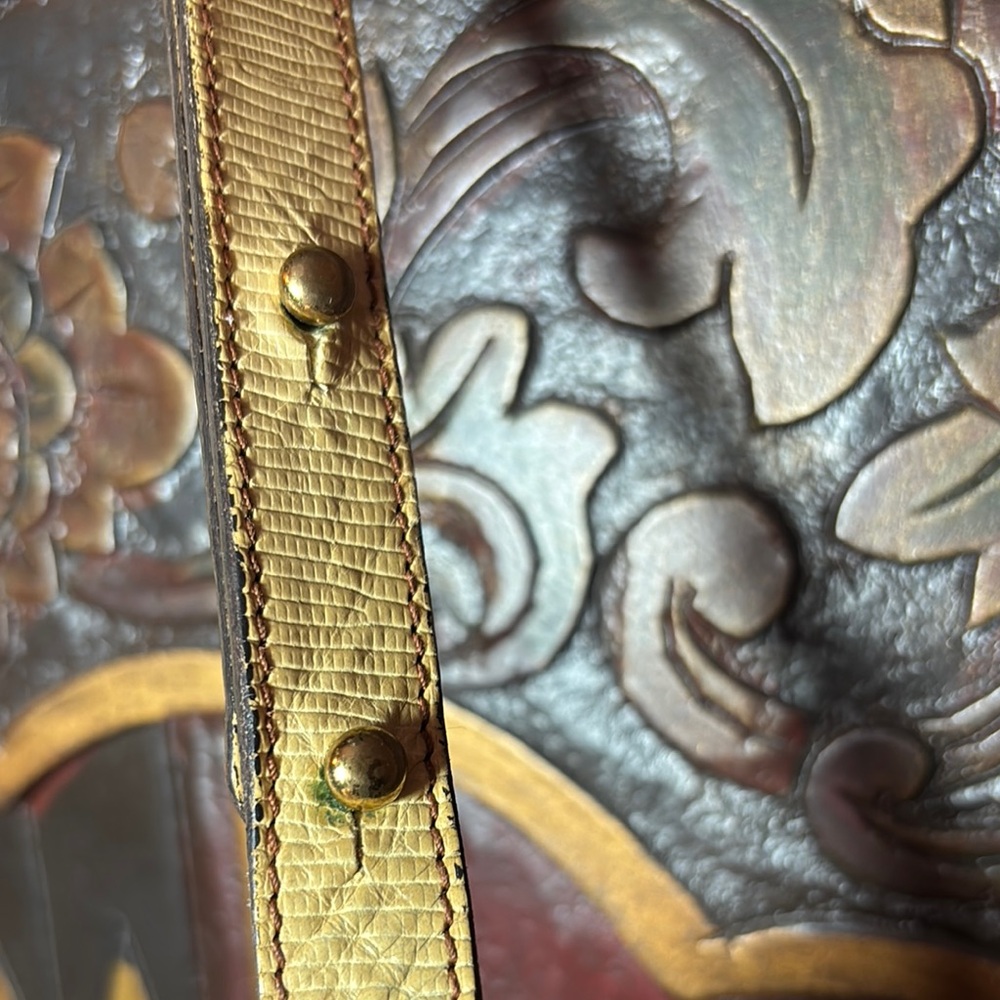 Brahmin Leather Bag Tricolor w Melbourne Croc Magnetic Snap Flap 10”x9.5”x3.5” - Picture 7 of 17